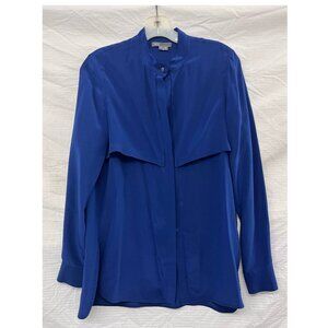 Vince 100% Silk Long Sleeve Button- Up Rich Blue Blouse - XS
